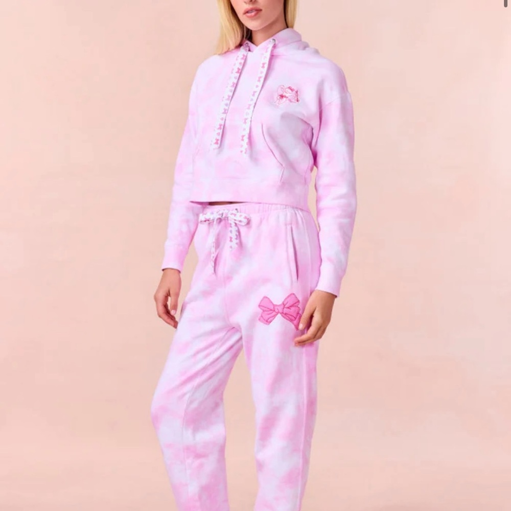 LoveShackFancy X Roller Rabbit Disco Bow Cropped Hoodie